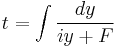 t = \int\frac{dy}{iy%2BF}