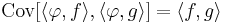 \mathrm{Cov}[\langle \varphi,f \rangle, \langle \varphi,g \rangle] = \langle f,g \rangle