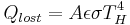 Q_{lost} = A \epsilon \sigma T_H^4 