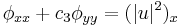 \displaystyle \phi_{xx} %2B c_3 \phi_{yy} = ( |u|^2 )_x