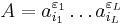 A = a_{i_1}^{\varepsilon_1} \ldots a_{i_L}^{\varepsilon_L}