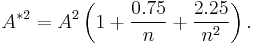 A^{*2}=A^2\left(1%2B\frac{0.75}{n}%2B\frac{2.25}{n^2}\right) .