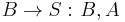 B \rightarrow S: \left. B, A \right .