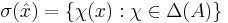 \sigma(\hat x) = \{ \chi(x)�: \chi \in \Delta(A) \}