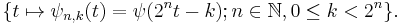 \{ t \mapsto \psi_{n,k}(t)=\psi(2^n t-k)�; n \in \N, 0 \leq k < 2^n\}.