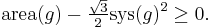  \mathrm{area}(g) - \tfrac{\sqrt{3}}{2} \mathrm{sys}(g)^2 \geq 0.  