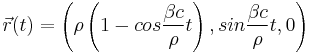 \vec{r}(t)=\left ( \rho\left ( 1-cos\frac{\beta c}{\rho}t \right ), sin\frac{\beta c}{\rho}t, 0 \right)