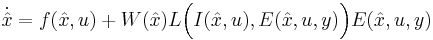 \dot{\hat x}=f(\hat x,u)
 %2BW(\hat x)L\Bigl(I(\hat x,u),E(\hat x,u,y)\Bigr)E(\hat x,u,y)