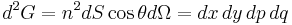 d^2G =n^2 dS \cos{\theta} d\Omega = d x\, d y\, d p\, d q  \ 