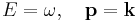 E=\omega, \quad \bold{p}=\bold{k} 