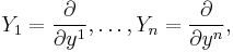 Y_1=\frac{\partial}{\partial y^1},\dots,Y_n=\frac{\partial}{\partial y^n},