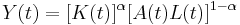 Y(t) = [K(t)]^{\alpha}  [A(t)L(t)]^{1-\alpha} \,