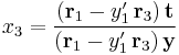 x_{3} = \frac{ (\mathbf{r}_{1} - y'_{1} \, \mathbf{r}_{3}) \, \mathbf{t} }{ (\mathbf{r}_{1} - y'_{1} \, \mathbf{r}_{3}) \, \mathbf{y} } 