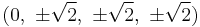 (0,\ \pm\sqrt{2},\ \pm\sqrt{2},\ \pm\sqrt{2})