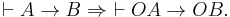 \vdash A\to B\Rightarrow\ \vdash OA\to OB.