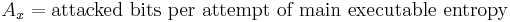 A_x = \mbox{attacked bits per attempt of main executable entropy}\,