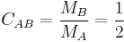 C_{AB} = \frac{M_B}{M_A} = \frac{1}{2}