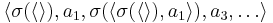 \langle\sigma(\langle\rangle),a_1,\sigma(\langle\sigma(\langle\rangle),a_1\rangle),a_3,\ldots\rangle