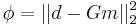  \phi = || d  - G m ||_2^2 \, 