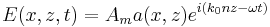 E(x,z,t) = A_m a(x,z) e^{i(k_0 n z - \omega t)}