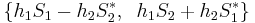  \{ h_1 S_1 - h_2 S_2^*, \;\; h_1 S_2 %2B h_2 S_1^* \} 