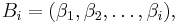  B_i = (\beta_1, \beta_2, \ldots, \beta_i),\, 