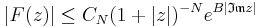  |F(z)| \leq C_N (1 %2B |z|)^{-N} e^{B| \mathfrak{Im} z|} 