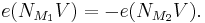 e(N_{M_1} V) = -e(N_{M_2} V).