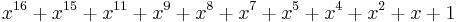 x^{16} %2B x^{15} %2B x^{11} %2B x^{9} %2B x^8 %2B x^7 %2B x^5 %2B x^4 %2B x^2 %2B x %2B 1