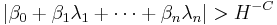 |\beta_0%2B\beta_1\lambda_1%2B\cdots%2B\beta_n\lambda_n|>H^{-C}