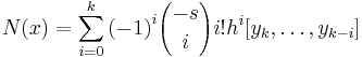 N(x)=\sum_{i=0}^{k}{(-1)}^{i}{-s \choose i}i!{h}^{i}[{y}_{k},\ldots,{y}_{k-i}]