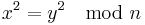 x^2 = y^2 \mod n