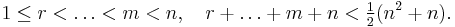 1 \le r < \ldots < m < n, \quad r %2B \ldots %2B m %2B n < \tfrac{1}{2}(n^2%2Bn).