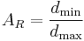 A_R = \frac{d_\min}{d_\max}