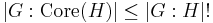 |G:\operatorname{Core}(H)| \le |G:H|!