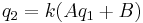  q_2 = k(Aq_1 %2B B) \,