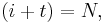 (i%2Bt)= N, \, 