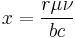 
x = \frac{r\mu\nu}{bc}
