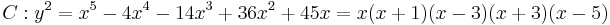 C�: y^2 = x^5 -4 x^4 -14x^3 %2B36x^2 %2B 45 x = x (x %2B 1) (x - 3) (x %2B 3) (x - 5)