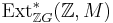 \operatorname{Ext}^*_{\mathbb ZG}(\mathbb Z,M)