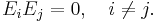 E_iE_j = 0,\quad i\not= j.