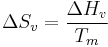 \Delta S_v=\frac{\Delta H_v}{T_m}