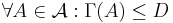  \forall A \in \mathcal{A}: \Gamma(A) \leq D 