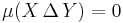 \mu(X\,\Delta\,Y) = 0