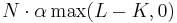  N\cdot\alpha\max(L-K,0)