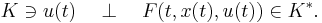 K\ni u(t)\quad\perp\quad F(t,x(t),u(t))\in K^*. \, 