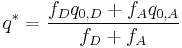  q^*=\frac{f_D q_{0,D} %2B f_A q_{0,A}}{f_D %2B f_A} 