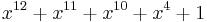 x^{ 12 }%2Bx^{ 11 }%2Bx^{ 10 }%2Bx^{ 4 }%2B1