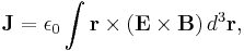 \mathbf{J} = \epsilon_0 \int \mathbf{r}\times\left(\mathbf{E}\times\mathbf{B}\right) d^{3}\mathbf{r}  ,