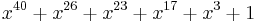 x^{40} %2B x^{26} %2B x^{23} %2B x^{17} %2B x^3 %2B 1